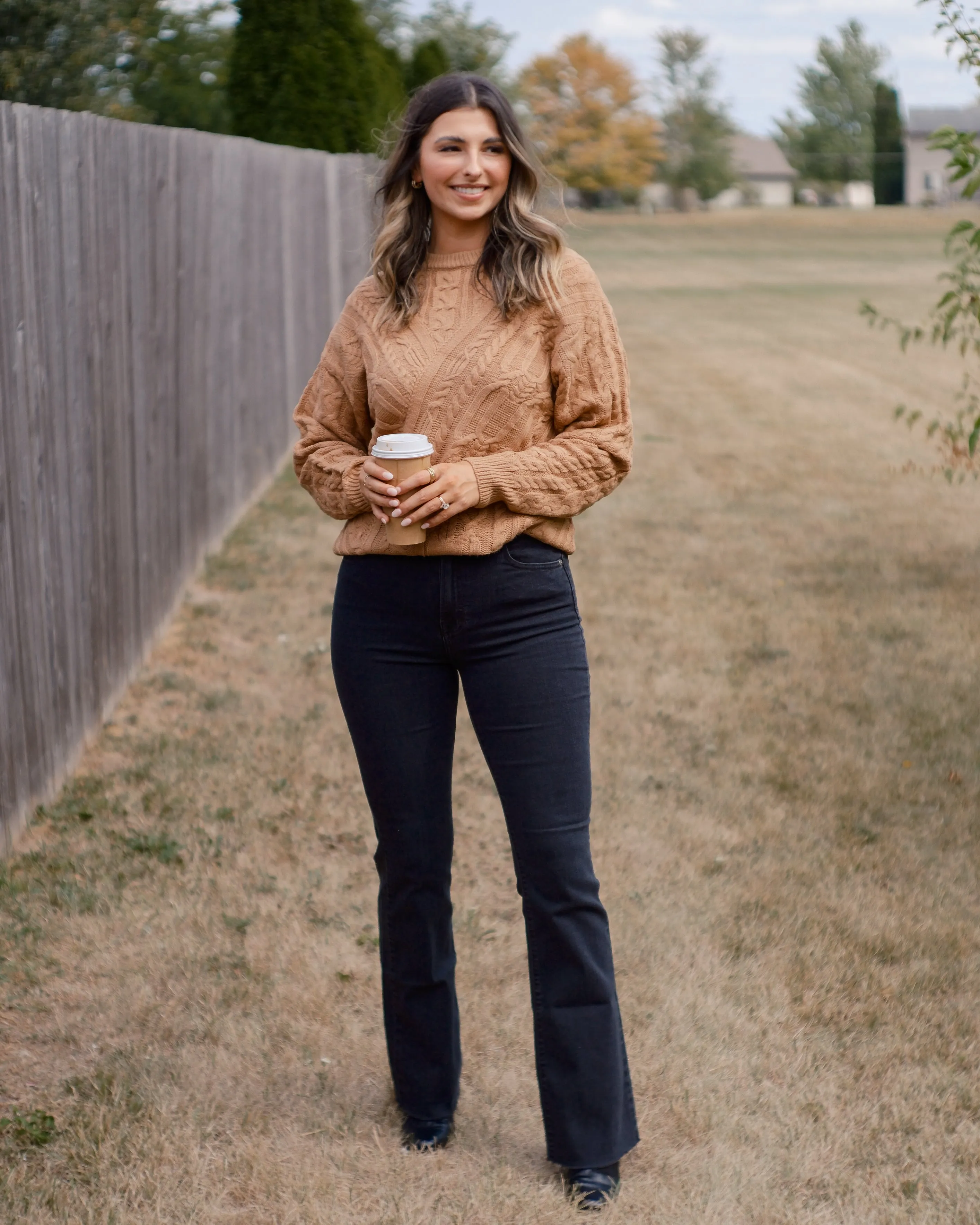 Scarlet Sands Cable Knit Crew Sweater