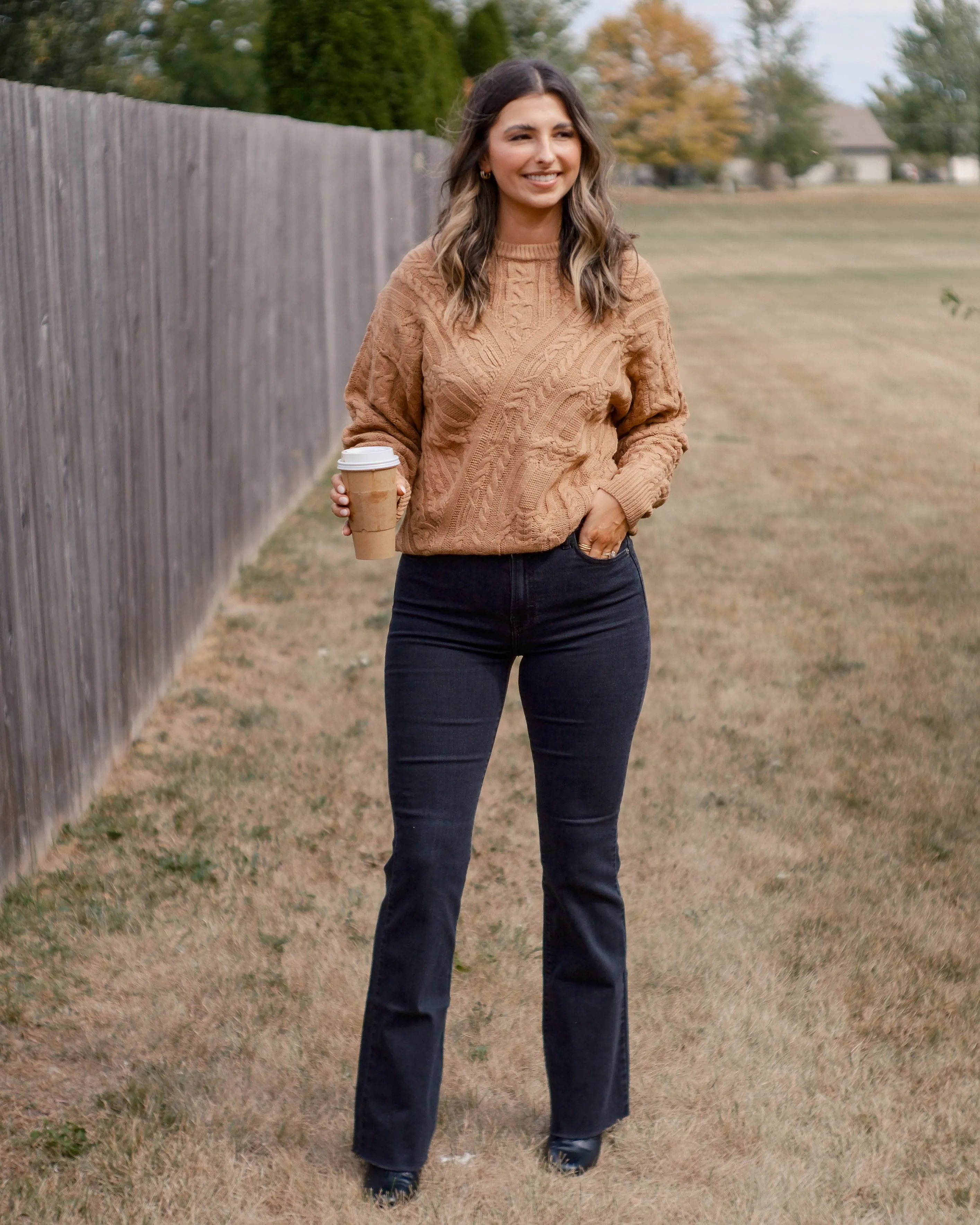 Scarlet Sands Cable Knit Crew Sweater