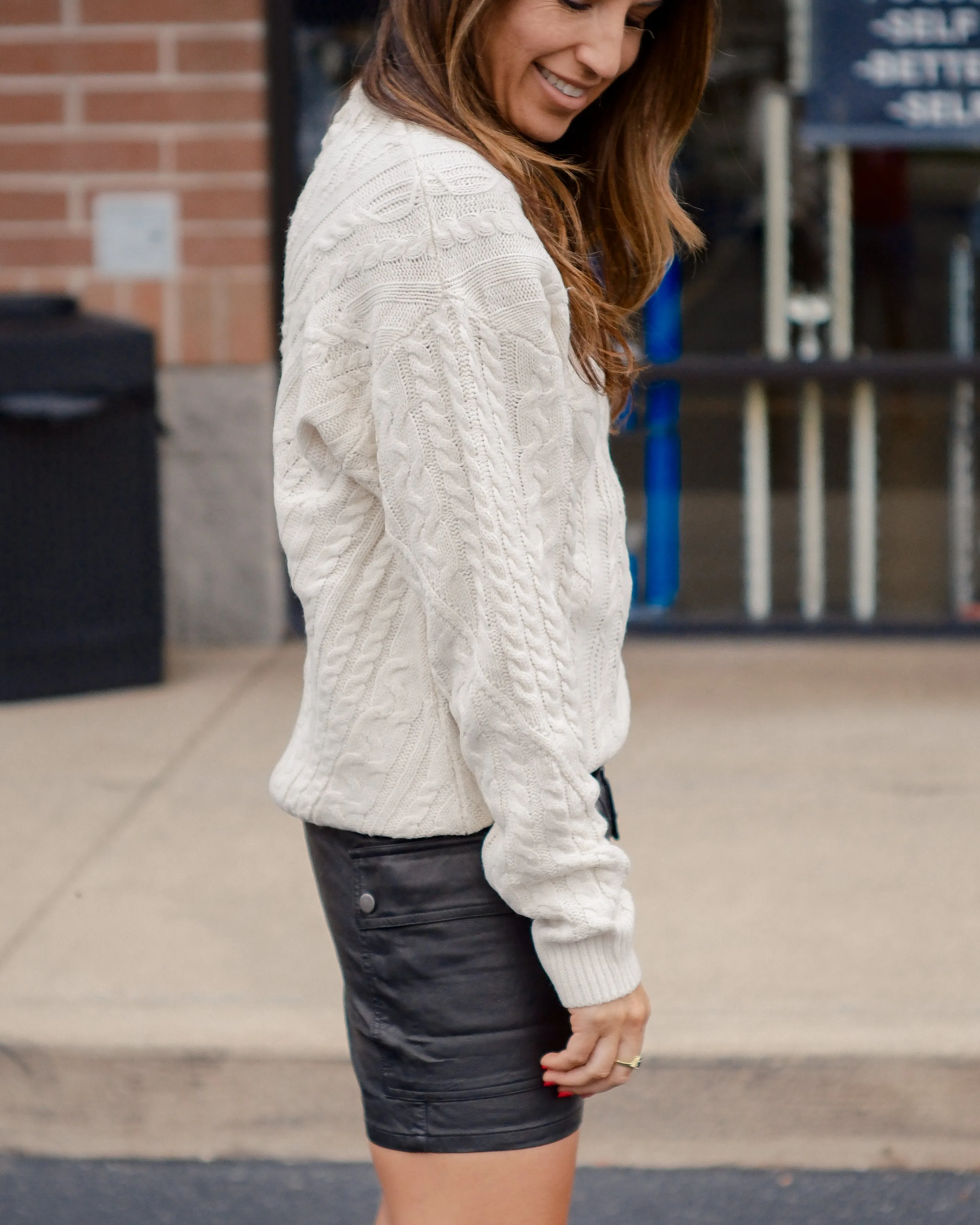 Scarlet Sands Cable Knit Crew Sweater
