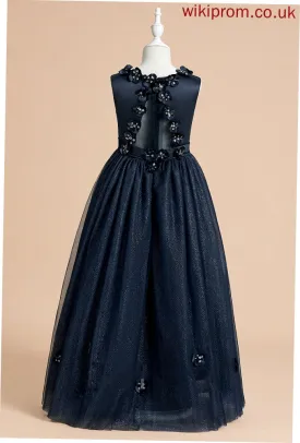 Sleeveless Dress Flower Scoop Flower(s) Flower Girl Dresses Ball-Gown/Princess Satin/Tulle Floor-length Kendall Girl Neck - With