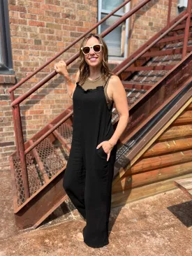 Sleeveless Scoop Back Ruffled Neckline Jumpsuit