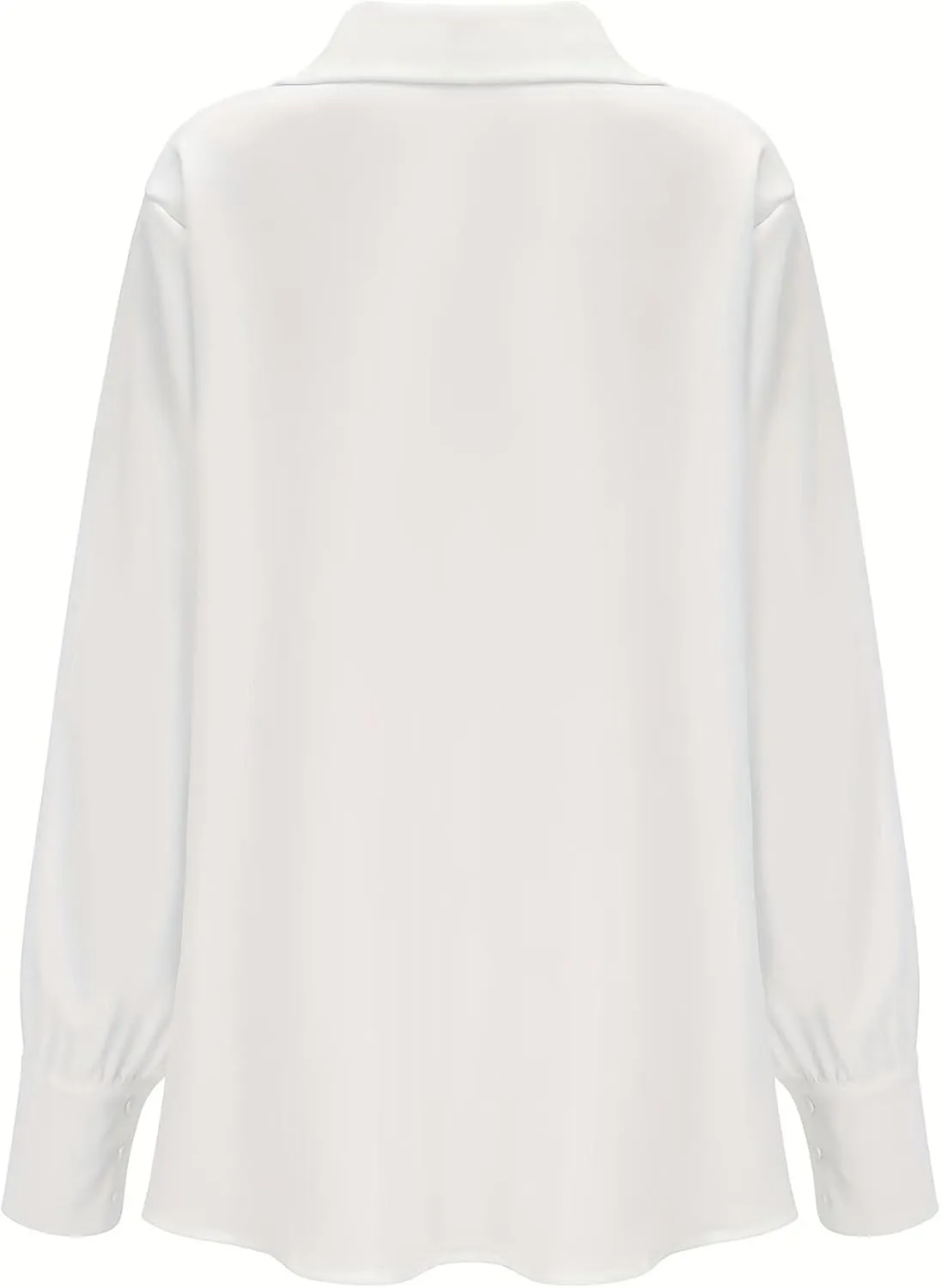 SOMTHRON Women's Elegant Satin Silk Blouse Cowl Neck Ruched Front Draped Long Sleeve Work Office Shirt Top