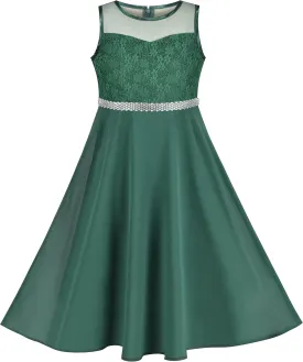 Sunny Fashion Girls Dress Rhinestone Chiffon Bridesmaid Dance Ball Maxi Gown