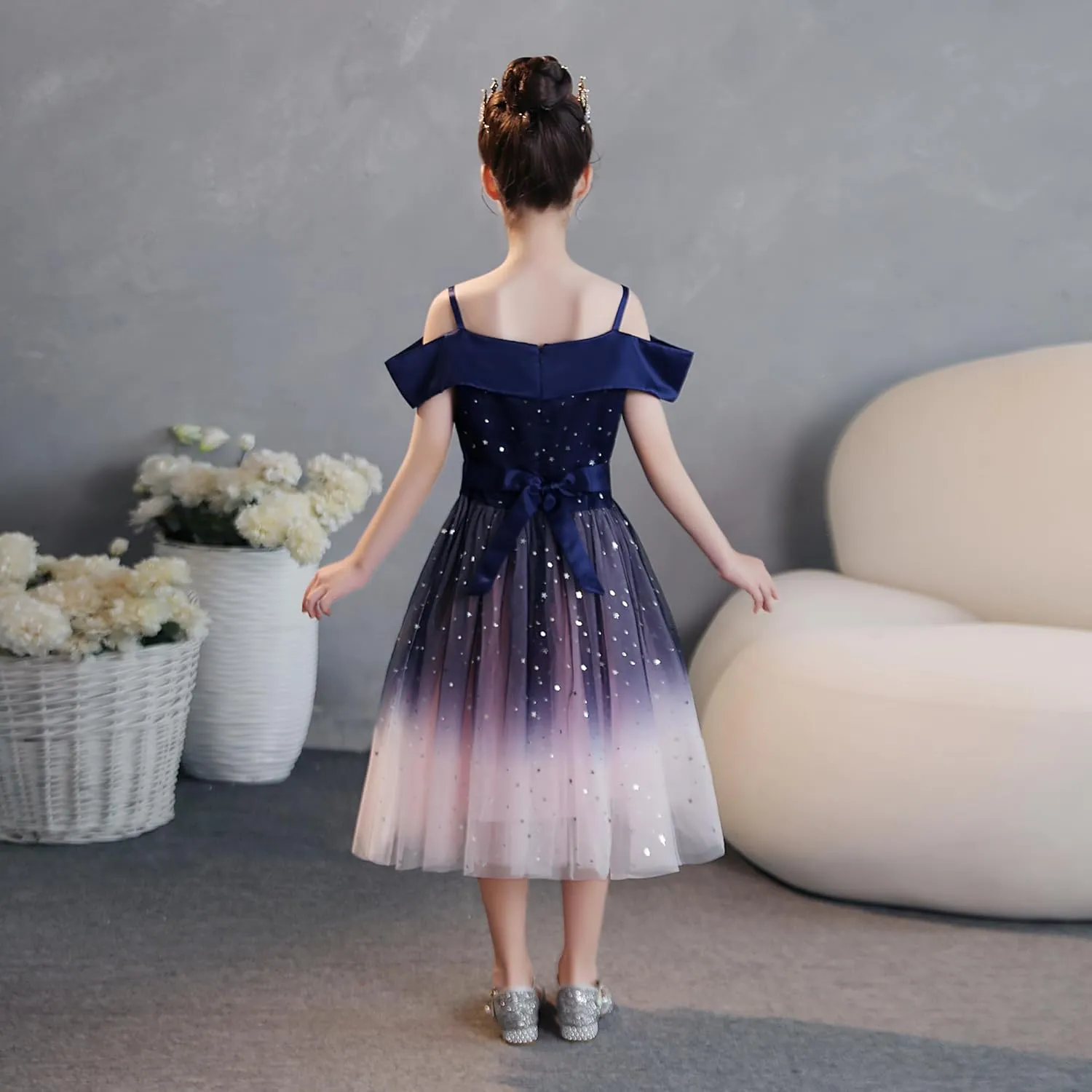 Toddler Rainbow Pageant Dresses for Girls Tutu Party Sparkly Princess Gown 2-10Years