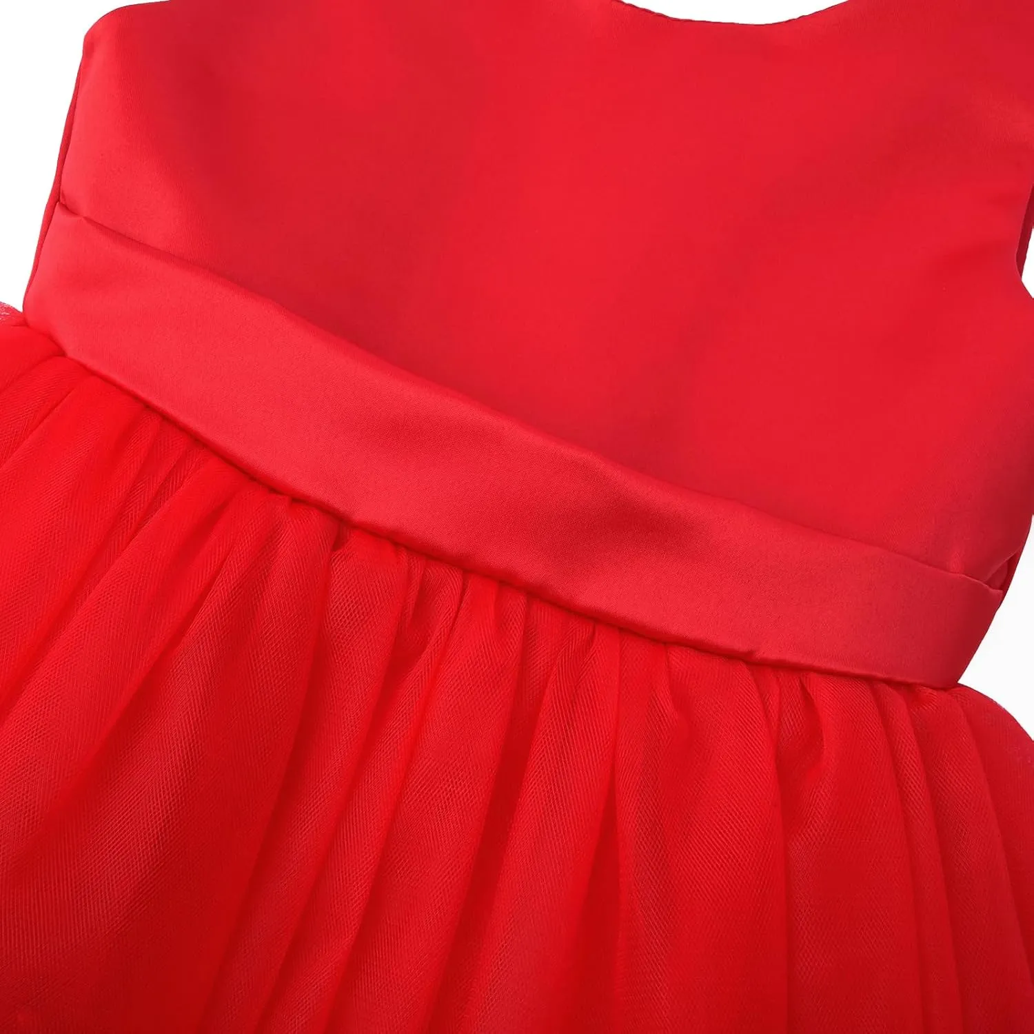 Uhnice Flower Girl Dress Satin Ball Gown for Wedding Party with Bowknot