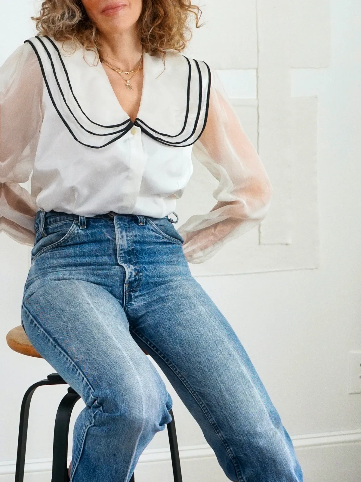Vintage Dramatic Sheer Blouse
