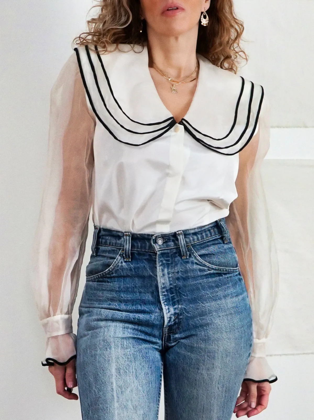 Vintage Dramatic Sheer Blouse