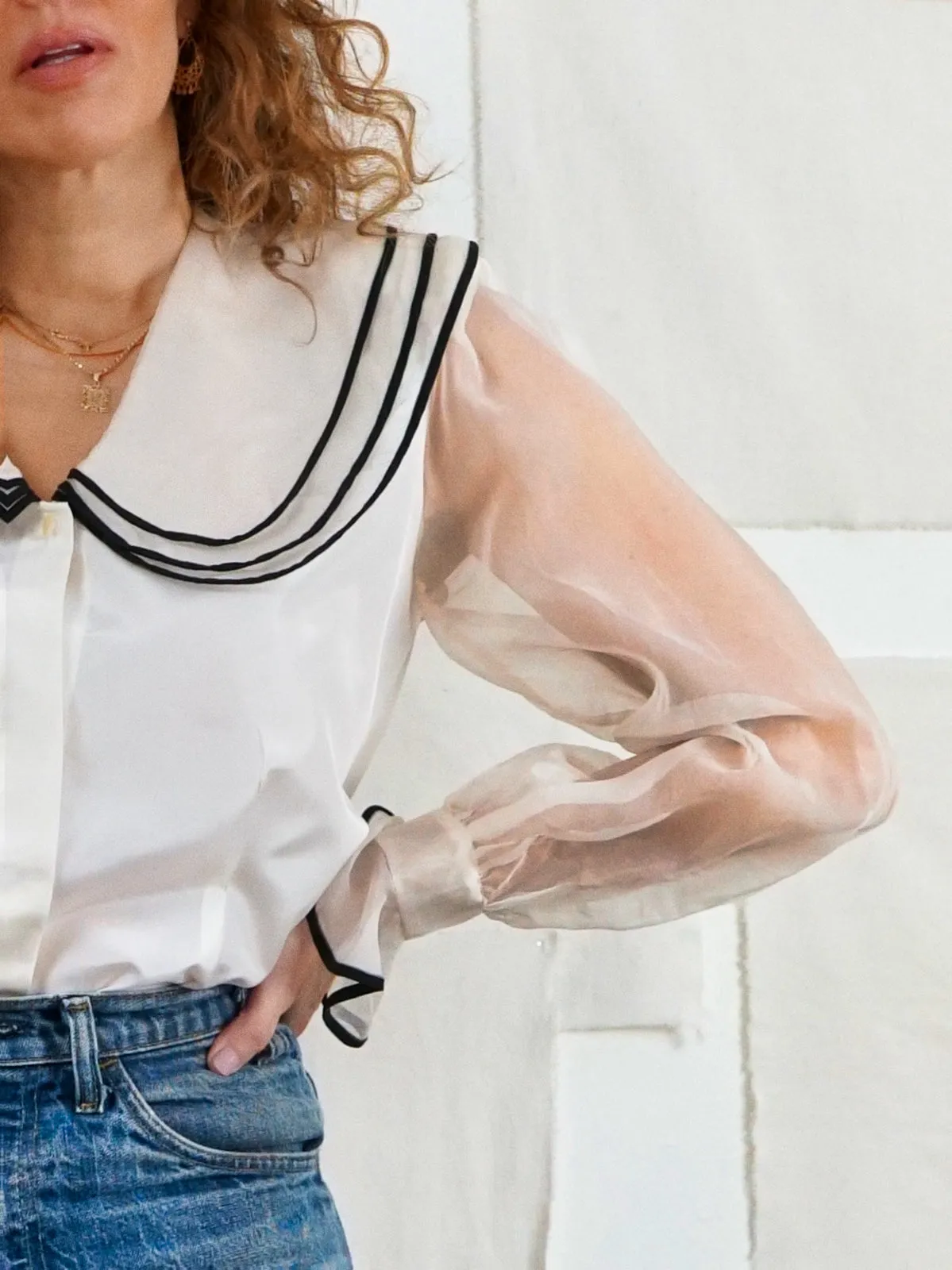 Vintage Dramatic Sheer Blouse