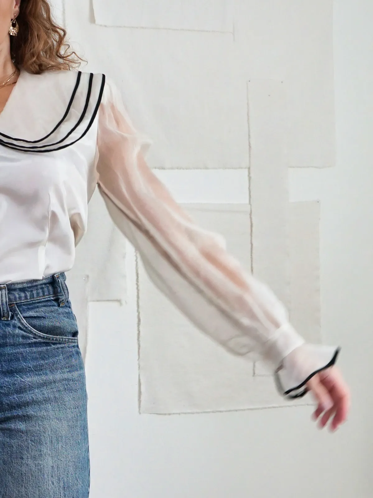 Vintage Dramatic Sheer Blouse