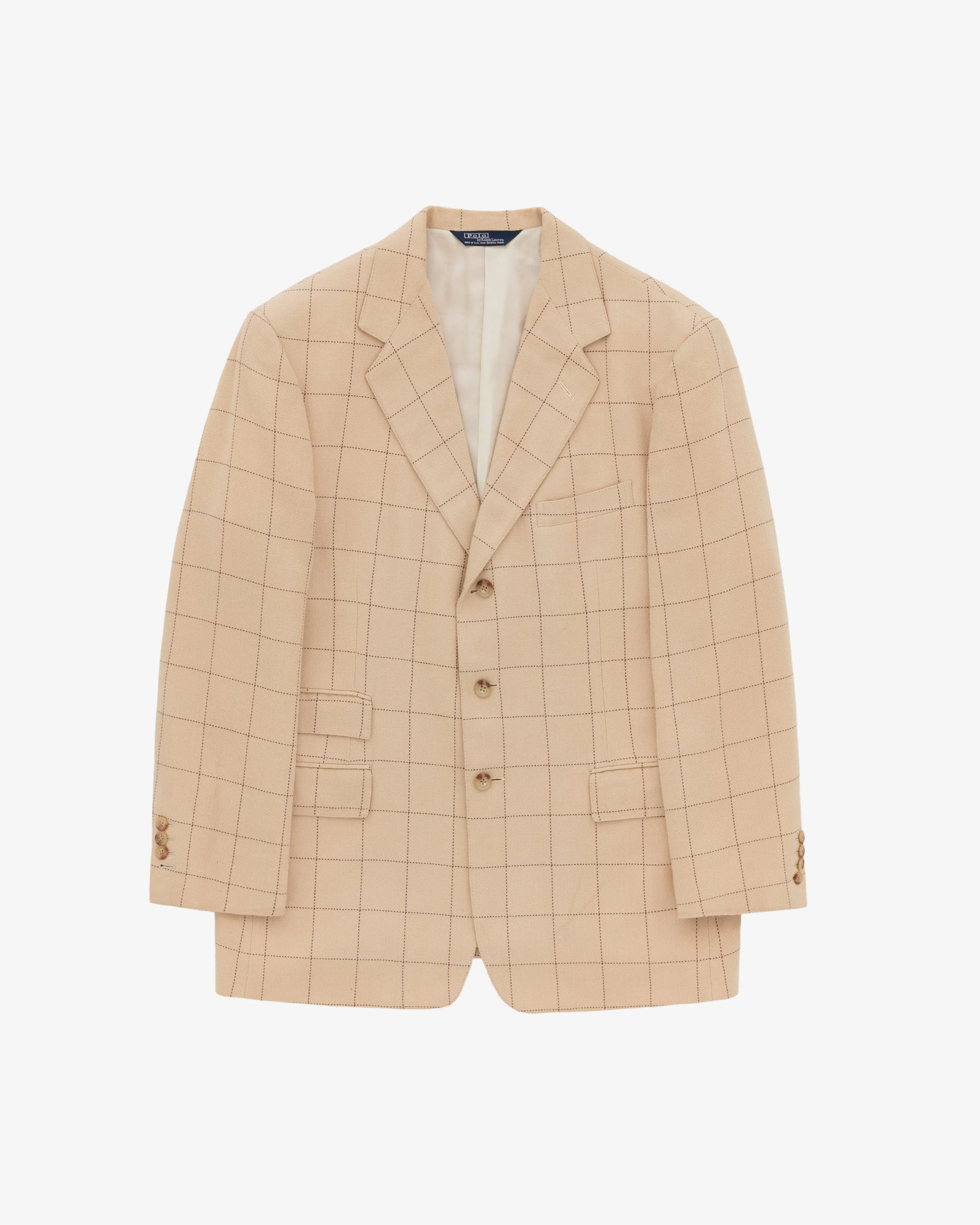Vintage Three Piece Ralph Lauren Windowpane Suit
