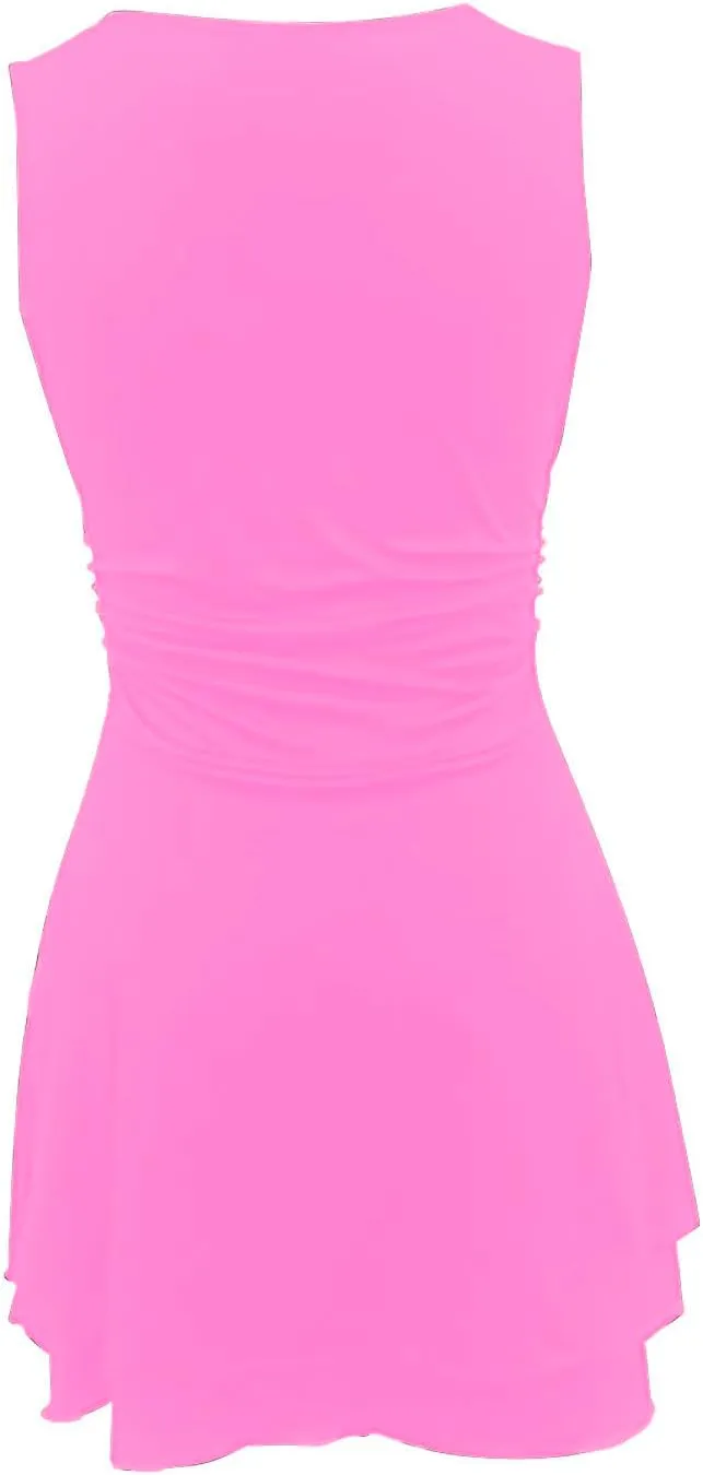 Women Summer Casual Mini Dress Square Neck Sleeveless Short Ruffle Dresses Layered Slim Flowy Aline Tennis Dress