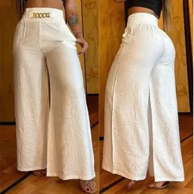Women's Bootcut Polyester Pants White Black Pink Navy Blue