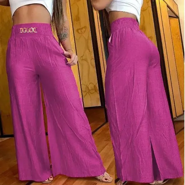 Women's Bootcut Polyester Pants White Black Pink Navy Blue