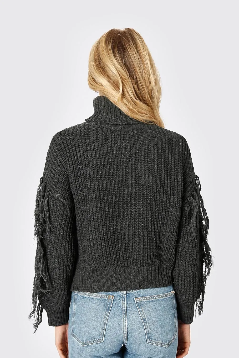 Womens Cream Long Sleeve Cable Knit Fringe Turtleneck Sweater: Return to Sender Cable Knit Sweater