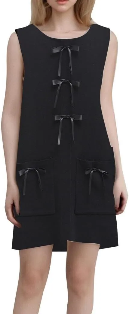 Womens Petite Tank Dress Sleeveless Soft Stretch Knit Casual Elegant Cute Mini Dress with Pocket for Wedding Guest