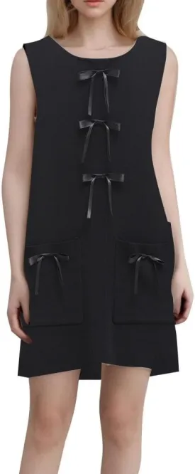 Womens Petite Tank Dress Sleeveless Soft Stretch Knit Casual Elegant Cute Mini Dress with Pocket for Wedding Guest